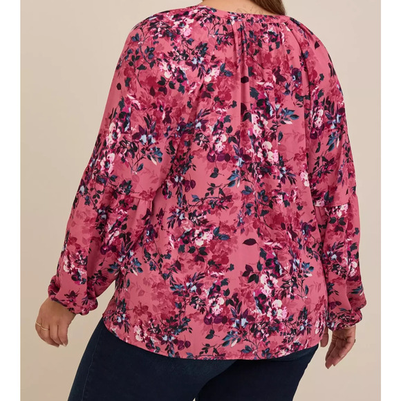 NWT Torrid Georgette Puff Sleeve Peasant Blouse Long Sleeve V-Neck Plus Size 3X - Picture 9 of 10